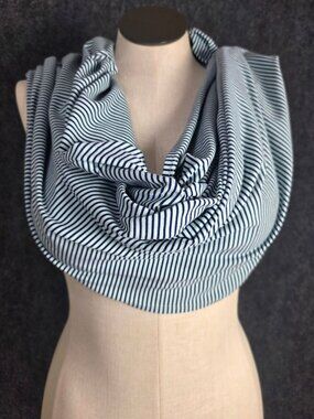 Lululemon Striped Snap Scarf Wrap Blue & White
